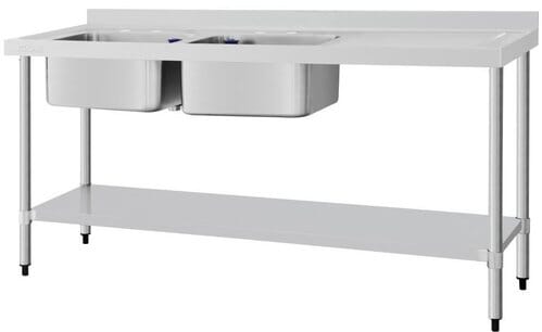 Fregadero industrial doble escurridor derecha Vogue 1800mm DY827