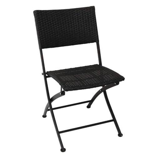 Silla plegable imitación ratán negra Bolero (2 uds.) GL303