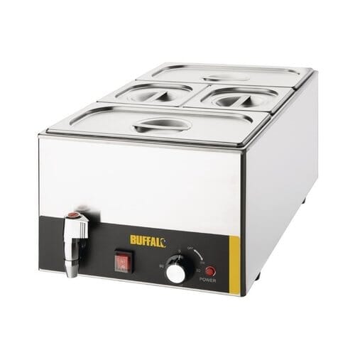 Baño María Buffalo con grifo y recipientes S047