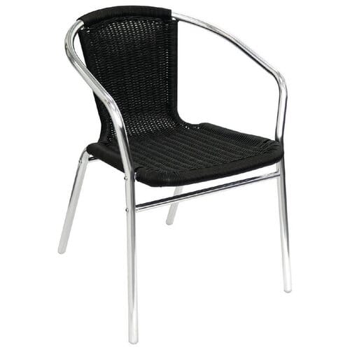 Silla de aluminio y polietileno negro Bolero(4 uds.) U507