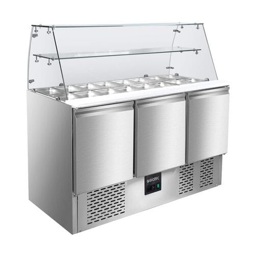 Mesa preparación ensaladas 3 puertas cupula de cristal EASYLINE 368L 10020 Vaiotec