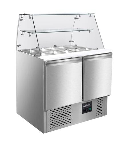 Mesa preparación ensaladas 2 puertas cupula de cristal EASYLINE 240L 10018 Vaiotec
