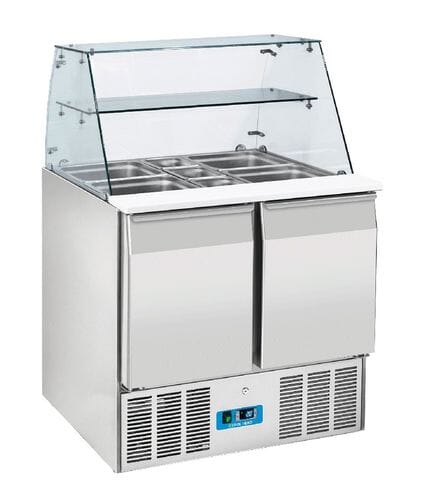 Mesa fría para ensaladas 2 puertas cupula de cristal Cool Head 230L CRQ 90A