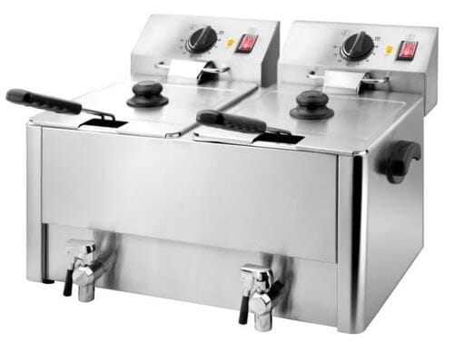 Freidora eléctrica profesional con grifo 2x 10 litros 10280 Vaiotec