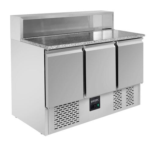Mesa refrigerada para preparación de pizza y ensalada 3 puertas mármol gris EASYLINE 10022 Vaiotec