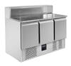 Mesa refrigerada para preparación de pizza y ensalada 3 puertas mármol gris EASYLINE 10022 Vaiotec