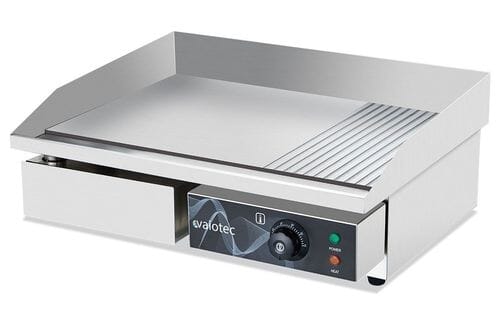 Plancha eléctrica profesional lisa y estriada 1 zona, 550 x 445 mm, 3 kW, acero inox. 11026 Vaiotec
