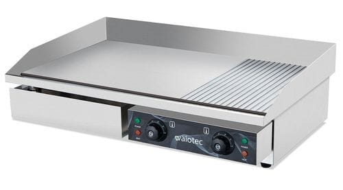 Plancha eléctrica profesional lisa y estriada 2 zonas, 730 x 510 mm, 4.4kW acero inox. 11028 Vaiotec
