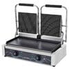 Parilla de contacto doble ranurada y lisa, acero inoxidable, 21 x 57 x 39 cm, 3,6 kW, 10593 Vaiotec