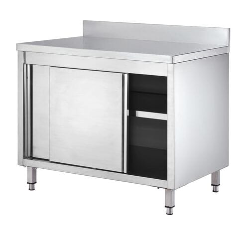 Armario de trabajo con 2 puertas y peto, 1200 x 600 mm, acero inoxidable, EASYLINE 10161 Vaiotec