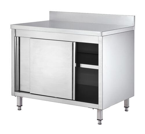 Armario de trabajo con 2 puertas y peto, 1500 x 700 mm, acero inoxidable, EASYLINE 10177 Vaiotec