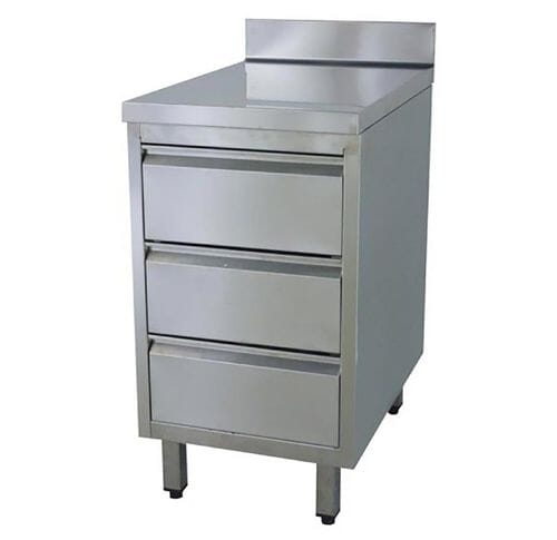 Armario de trabajo con 3 cajones y peto, 400 x 600 mm, acero inoxidable, EASYLINE 10057 Vaiotec