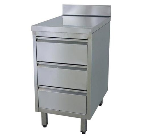 Armario de trabajo con 3 cajones y peto, 400 x 700 mm, acero inoxidable, EASYLINE 10182 Vaiotec