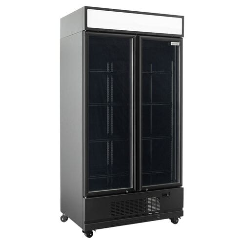 Frigorífico expositor de 2 puertas negro panel iluminado 870L EASYLINE 11946 Vaiotec