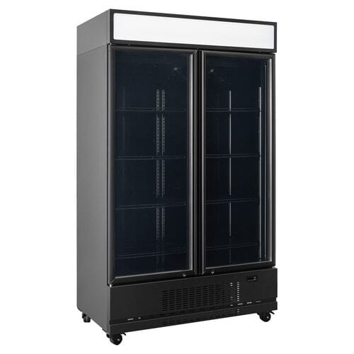 Frigorífico expositor de 2 puertas negro panel iluminado 1040L EASYLINE 11947 Vaiotec
