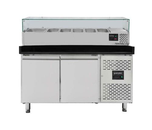 Mesa refrigerada para pizza, 2 puertas, 390 L, 800 mm, vitrina de ingredientes GN 1/3, Vaiotec 11264