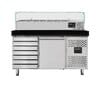 Mesa refrigerada para pizza, 1 puerta, 7 cajones masa, 390 L, 800 mm, vitrina GN 1/4, Vaiotec 11265